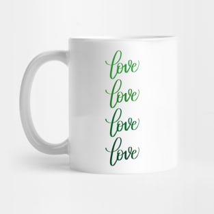 Love in Modern Calligraphy in Green Mug